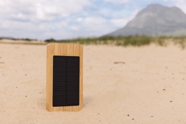 Logo trade corporate gifts image of: Sunwick 10.000 mAh Bamboo solar powerbank