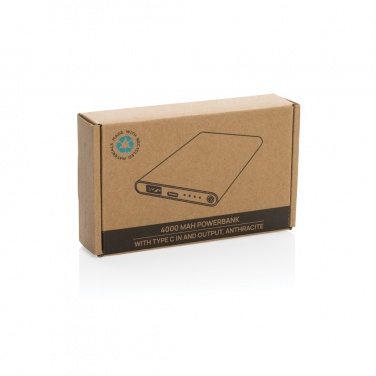 Logo trade corporate gifts picture of: RCS recycled plastic/aluminum 4000 mah powerbank with type C