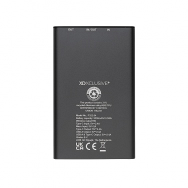 Logotrade promotional gift picture of: Terra RCS recycled aluminium 5000 mAh powerbank 5W wireless