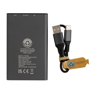 Logotrade corporate gift picture of: Terra RCS recycled aluminium powerbank 5.000 mAh