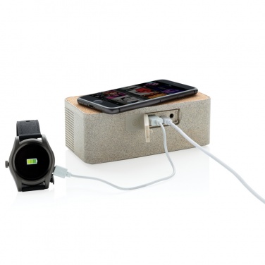 Logo trade promotional merchandise image of: Wheatstraw wireless charging speaker