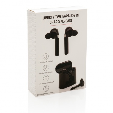 Logo trade promotional products image of: Liberty wireless earbuds in charging case