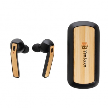 Logotrade promotional merchandise photo of: Bamboo Free Flow TWS earbuds in case