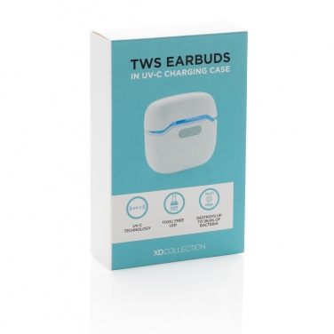 Logo trade business gifts image of: TWS earbuds in UV-C sterilising charging case