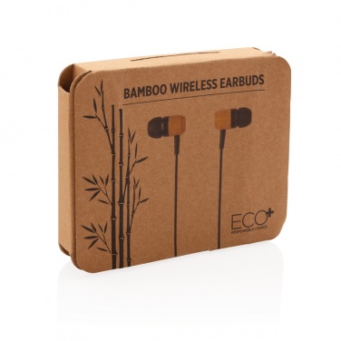 Logotrade promotional item image of: Bamboo wireless earbuds