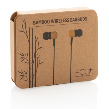 Logotrade promotional products photo of: Bamboo wireless earbuds