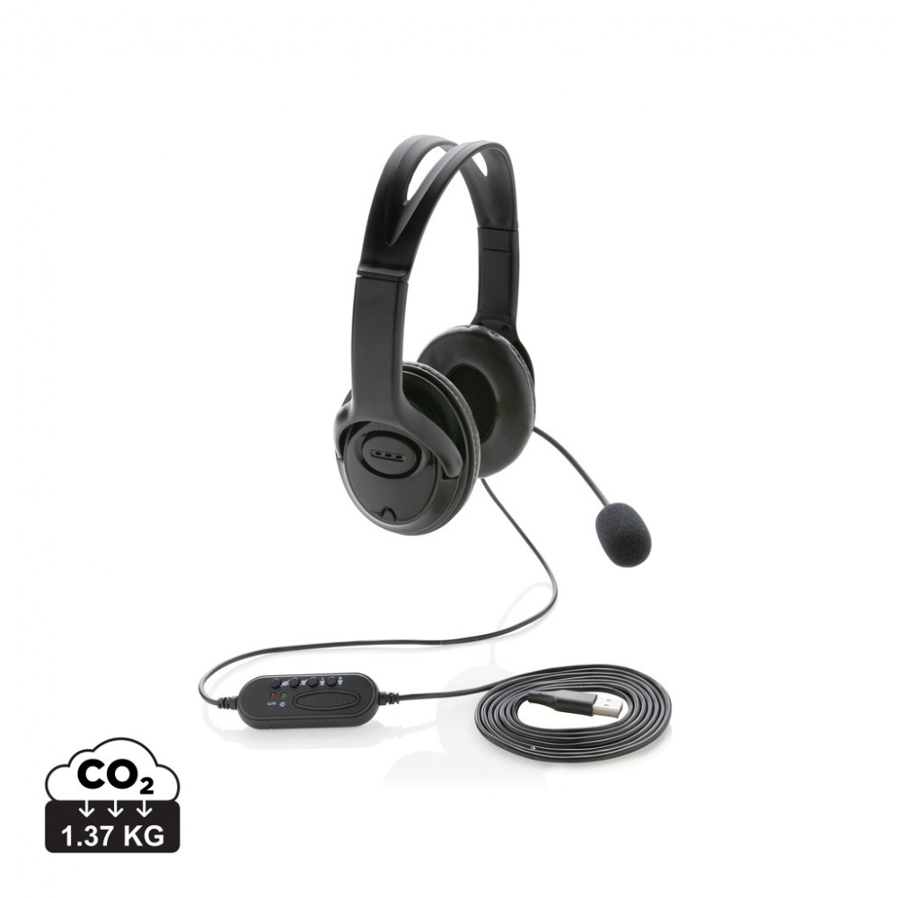 Logo trade promotional giveaways picture of: Over ear wired work headset