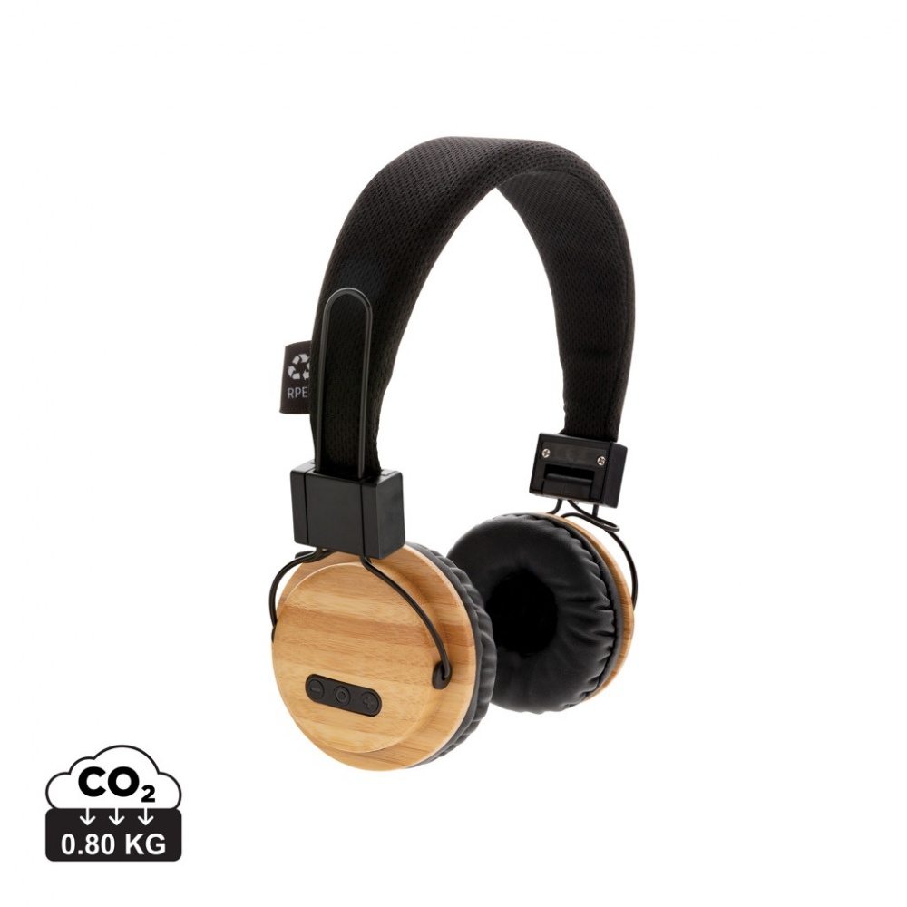 Logotrade promotional giveaway image of: Bamboo wireless headphone