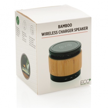 Logotrade business gift image of: Bamboo wireless charger speaker