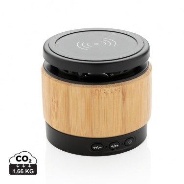 Logotrade corporate gift image of: Bamboo wireless charger speaker