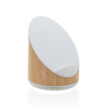 Logo trade promotional giveaways image of: Ovate bamboo 5W speaker with 15W wireless charger