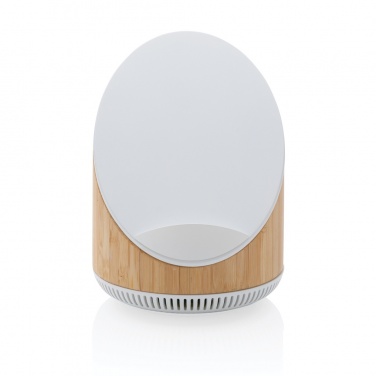 Logo trade business gifts image of: Ovate bamboo 5W speaker with 15W wireless charger