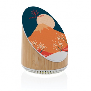 Logo trade promotional items image of: Ovate bamboo 5W speaker with 15W wireless charger