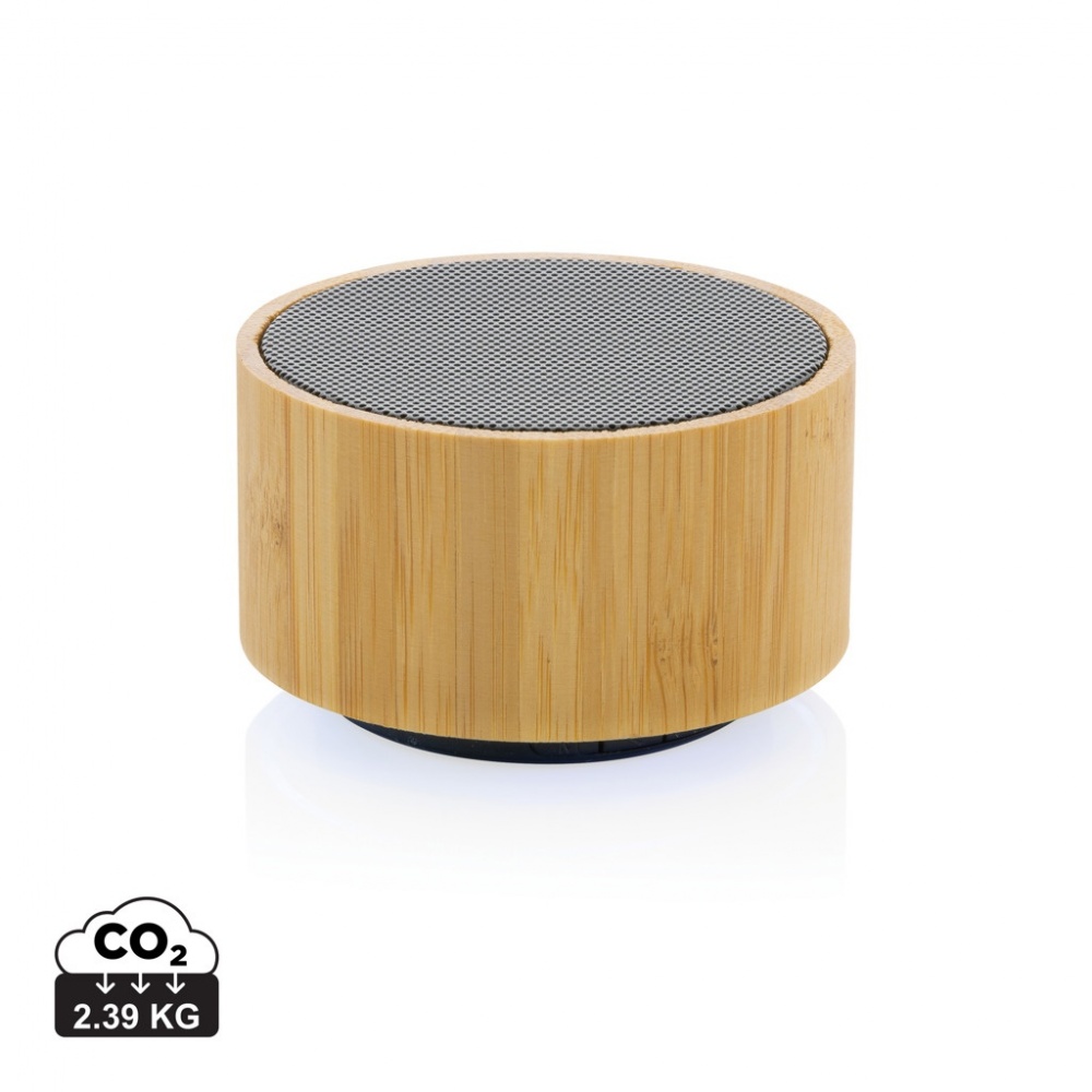 Logo trade promotional merchandise photo of: RCS recycled plastic and bamboo 3W wireless speaker