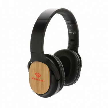 Logo trade promotional merchandise image of: RCS and bamboo Elite Foldable wireless headphone