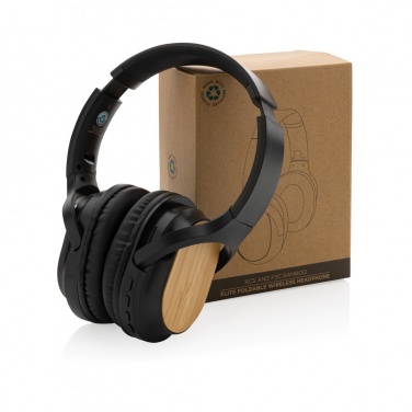 Logo trade corporate gifts picture of: RCS and bamboo Elite Foldable wireless headphone