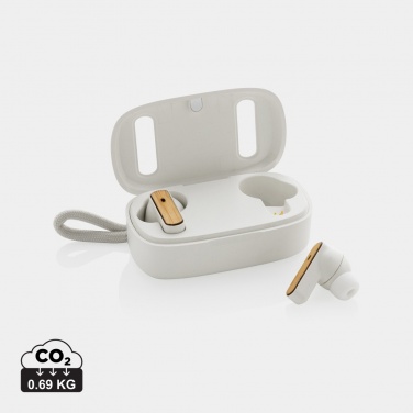 Logotrade promotional gift image of: RCS recycled plastic & bamboo TWS earbuds