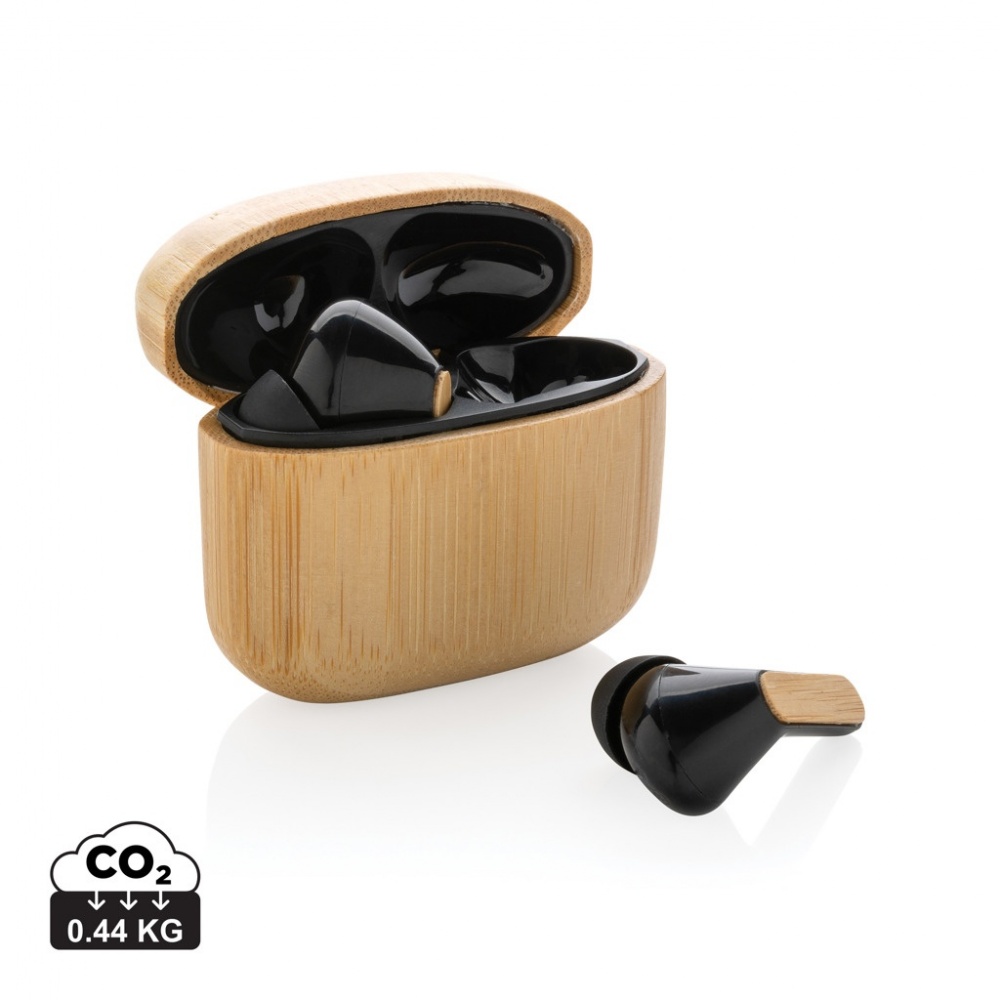 Logotrade business gift image of: Bamboo TWS earbuds with RCS recycled plastic