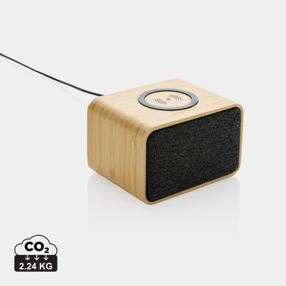 Logotrade promotional products photo of: RCS Rplastic 3W speaker with bamboo 5W wireless