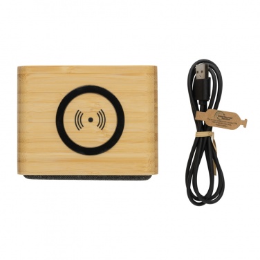 Logo trade corporate gifts picture of: RCS Rplastic 3W speaker with bamboo 5W wireless