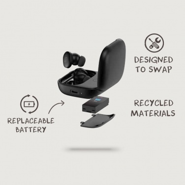 Logo trade promotional product photo of: Lakewood RCS recycled and repairable wireless earbuds