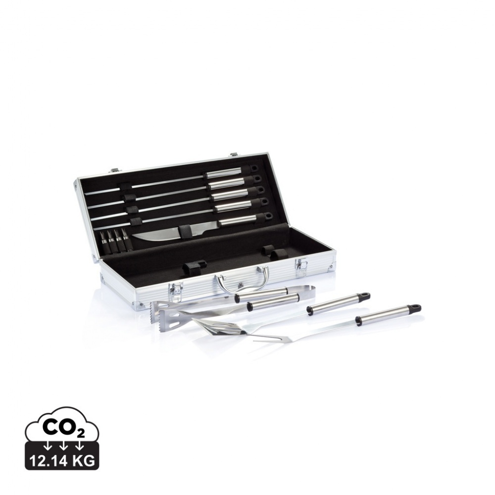 Logotrade promotional item image of: 12 pcs barbecue set in aluminium box