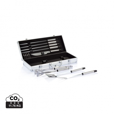 Logo trade promotional gifts image of: 12 pcs barbecue set in aluminium box