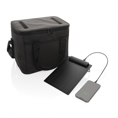 Logo trade promotional products image of: Pedro AWARE™ RPET deluxe cooler bag with 5W solar panel