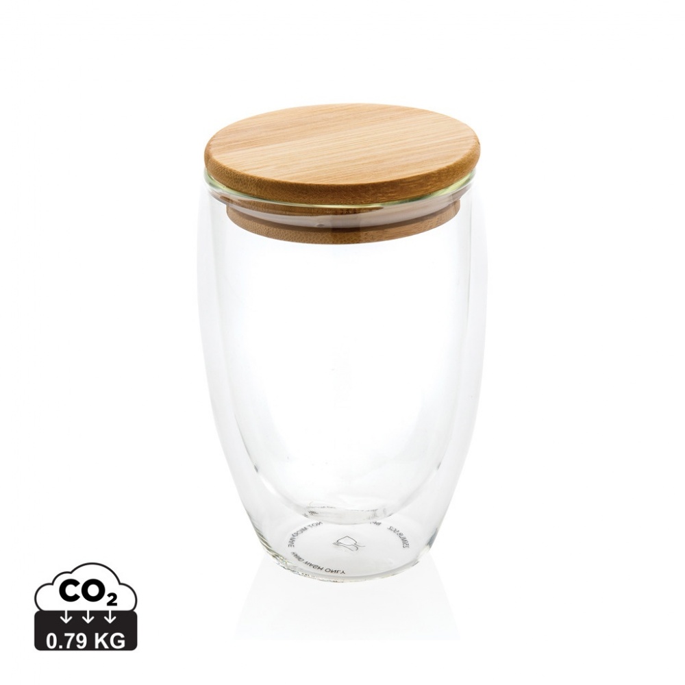 Logotrade promotional giveaway image of: Double wall borosilicate glass with bamboo lid 350ml