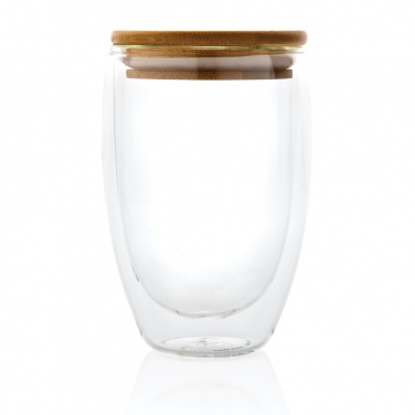 Logotrade advertising product picture of: Double wall borosilicate glass with bamboo lid 350ml