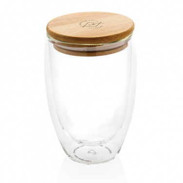 Logotrade promotional products photo of: Double wall borosilicate glass with bamboo lid 350ml