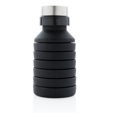 Logo trade promotional items image of: Leakproof collapsible silicone bottle with lid