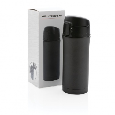 Logo trade corporate gifts picture of: Metallic easy lock vacuum mug