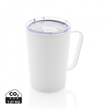 Logo trade promotional merchandise picture of: RCS Recycled stainless steel modern vacuum mug with lid