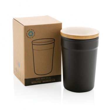 Logo trade promotional giveaway photo of: GRS certified recycled PP mug with bamboo lid