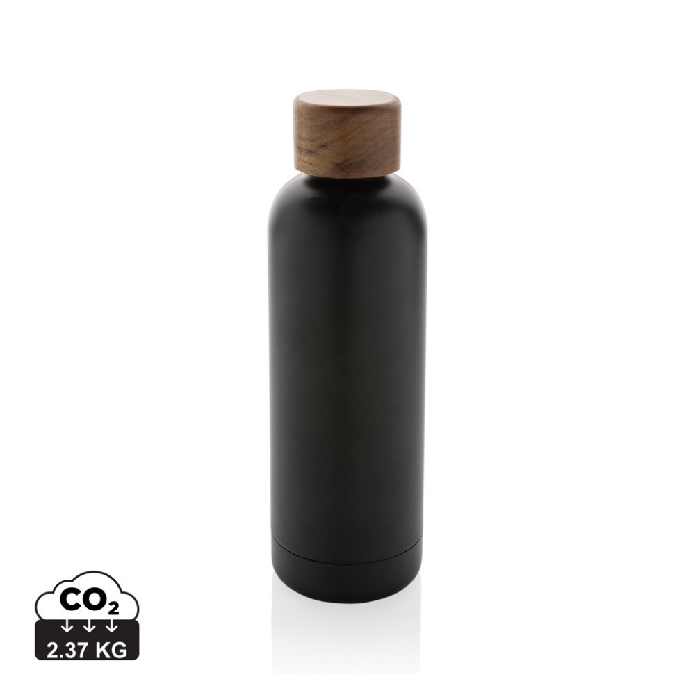 Logo trade promotional items image of: Wood RCS certified recycled stainless steel vacuum bottle