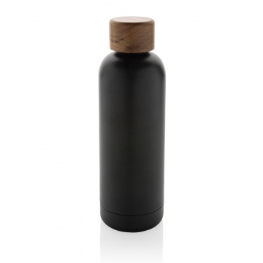 Logo trade promotional merchandise picture of: Wood RCS certified recycled stainless steel vacuum bottle