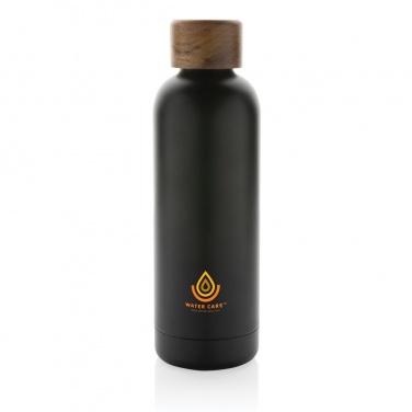 Logo trade promotional merchandise photo of: Wood RCS certified recycled stainless steel vacuum bottle