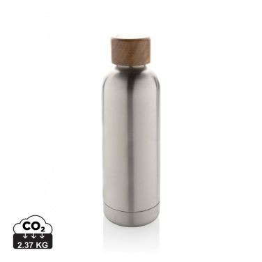 Logo trade promotional merchandise picture of: Wood RCS certified recycled stainless steel vacuum bottle