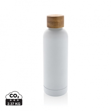 Logo trade promotional products image of: Wood RCS certified recycled stainless steel vacuum bottle