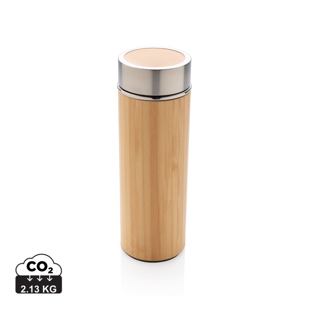 Logo trade promotional item photo of: Leak proof bamboo vacuum bottle