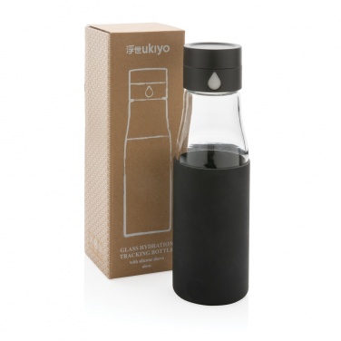 Logo trade promotional gifts picture of: Ukiyo glass hydration tracking bottle with sleeve