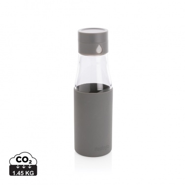 Logo trade advertising products image of: Ukiyo glass hydration tracking bottle with sleeve