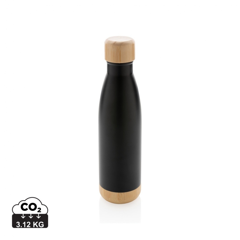 Logo trade promotional merchandise photo of: Vacuum stainless steel bottle with bamboo lid and bottom