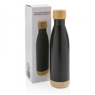 Logotrade promotional merchandise picture of: Vacuum stainless steel bottle with bamboo lid and bottom