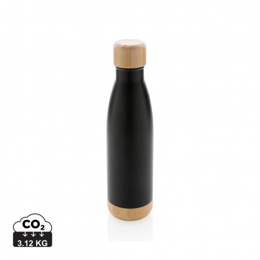 Logo trade advertising products image of: Vacuum stainless steel bottle with bamboo lid and bottom