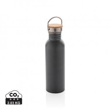 Logotrade promotional merchandise picture of: Modern stainless steel bottle with bamboo lid