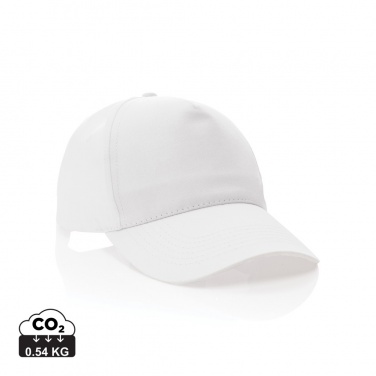 Logo trade promotional giveaways image of: Impact 5 panel 190gr Recycled cotton cap with AWARE™ tracer