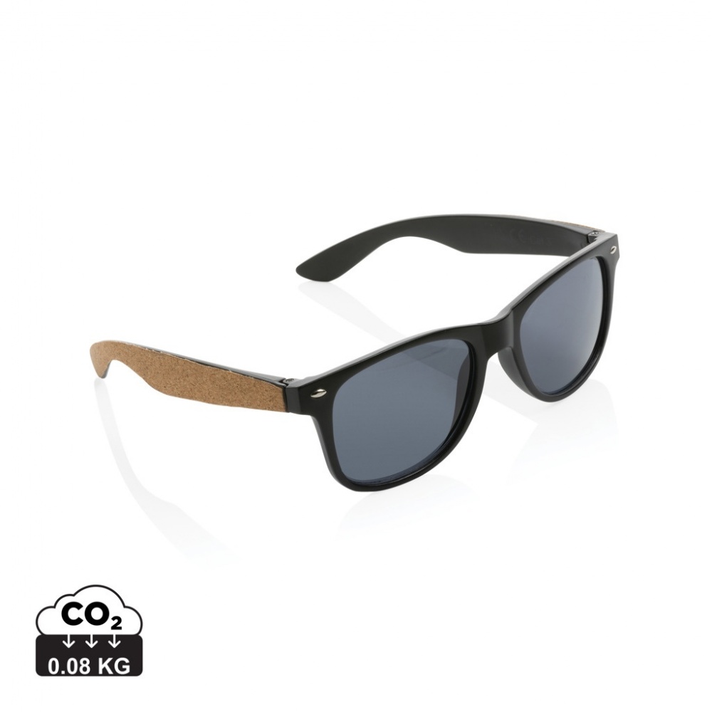 Logo trade corporate gift photo of: GRS recycled PC plastic sunglasses with cork