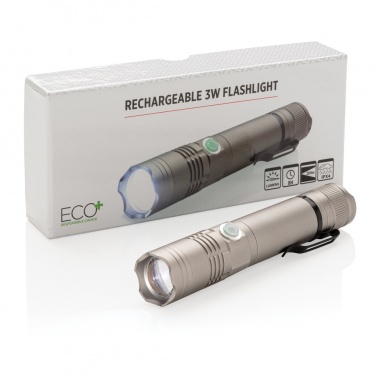 Logo trade promotional items image of: Rechargeable 3W flashlight